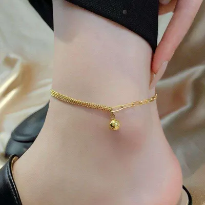 Adjustable Golden Small Ball Chain Anklet